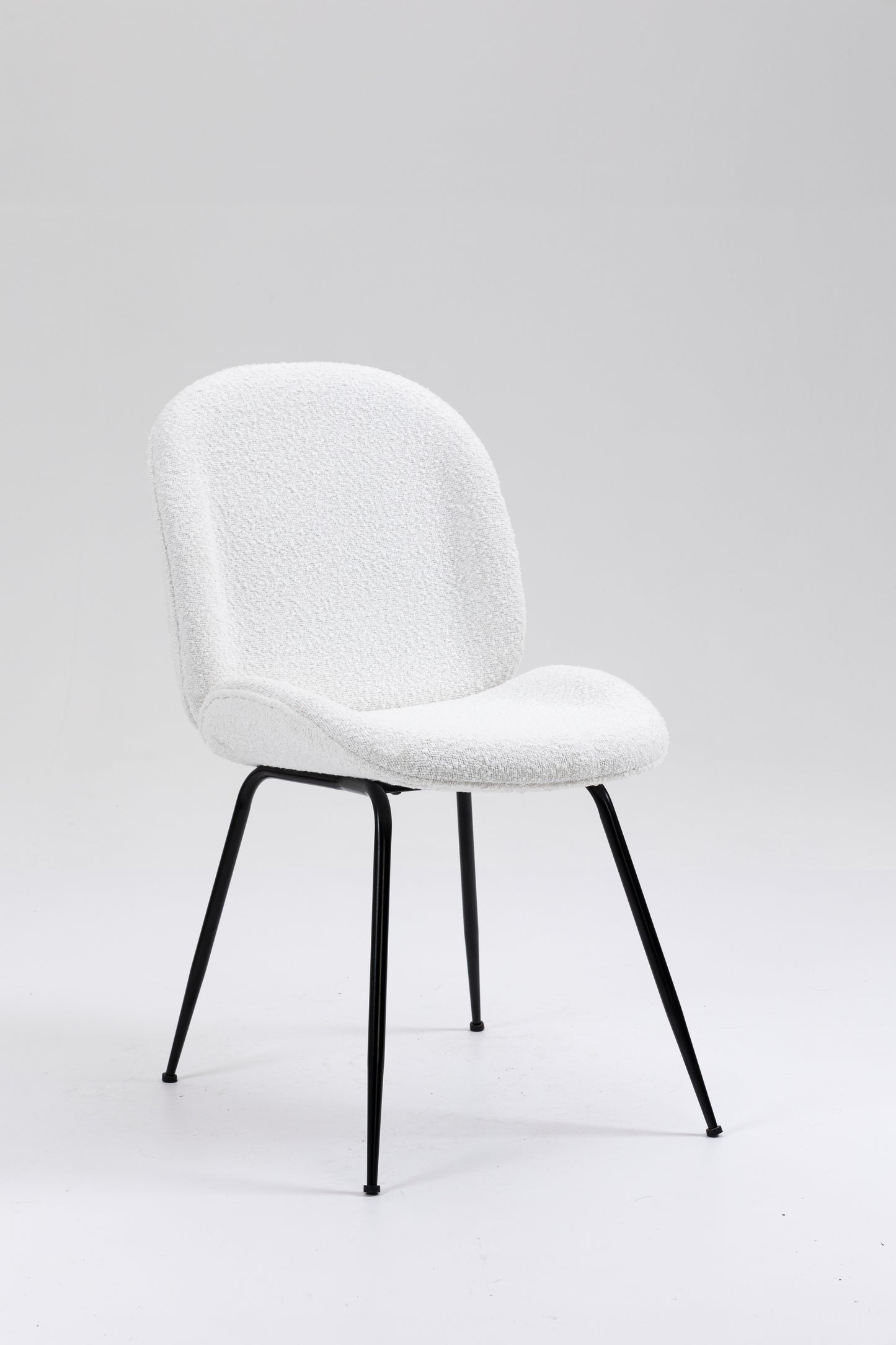Upholstered Dining Chair with Metal Legs - White Boucle