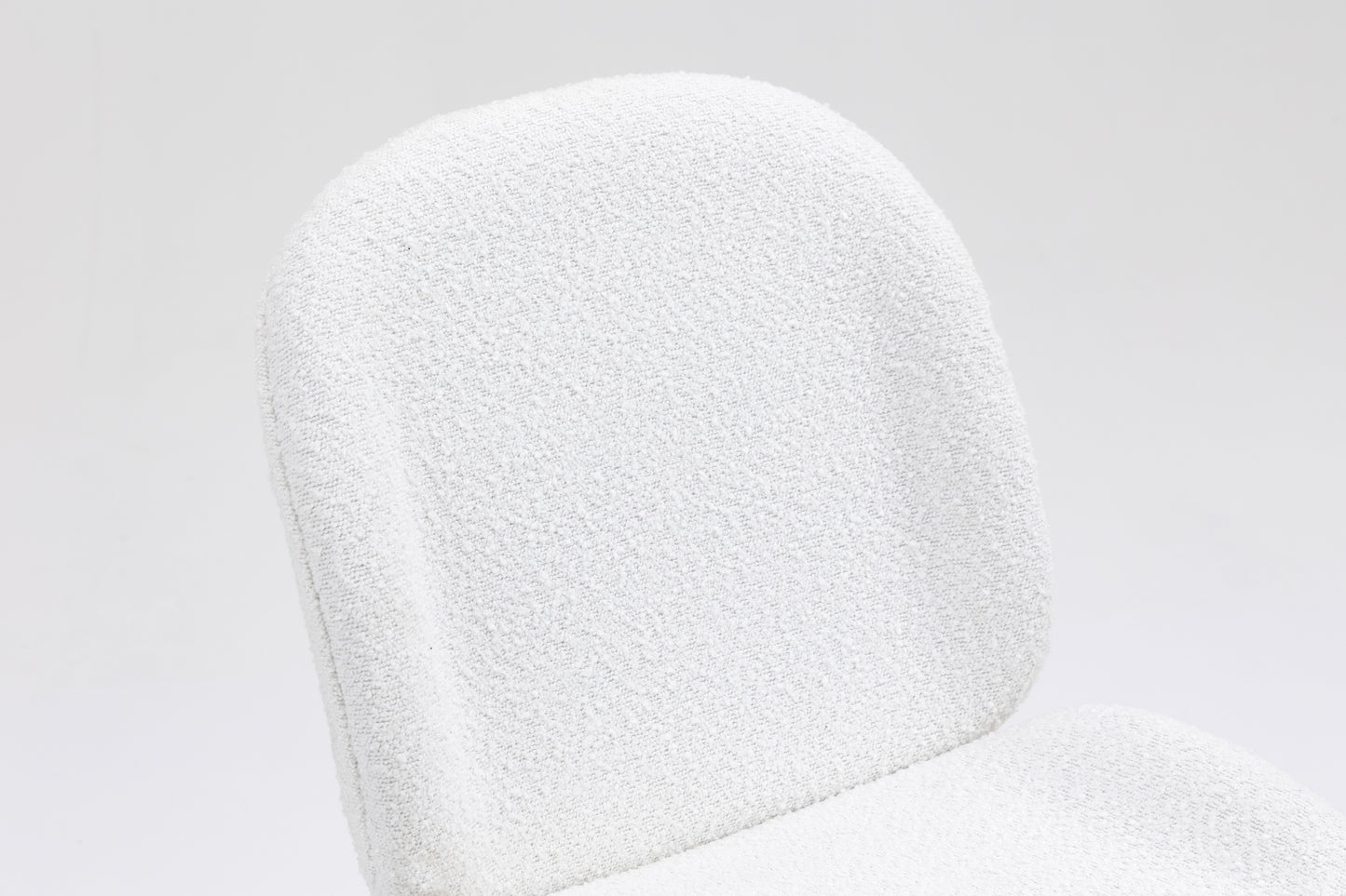 Upholstered Dining Chair with Metal Legs - White Boucle