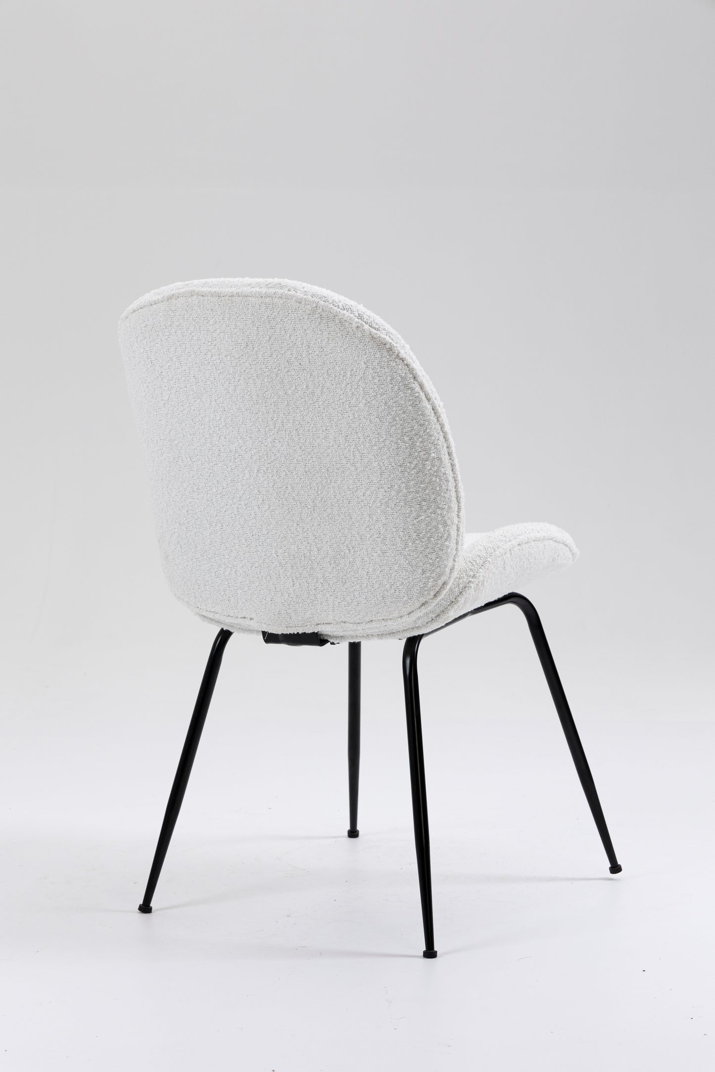 Upholstered Dining Chair with Metal Legs - White Boucle