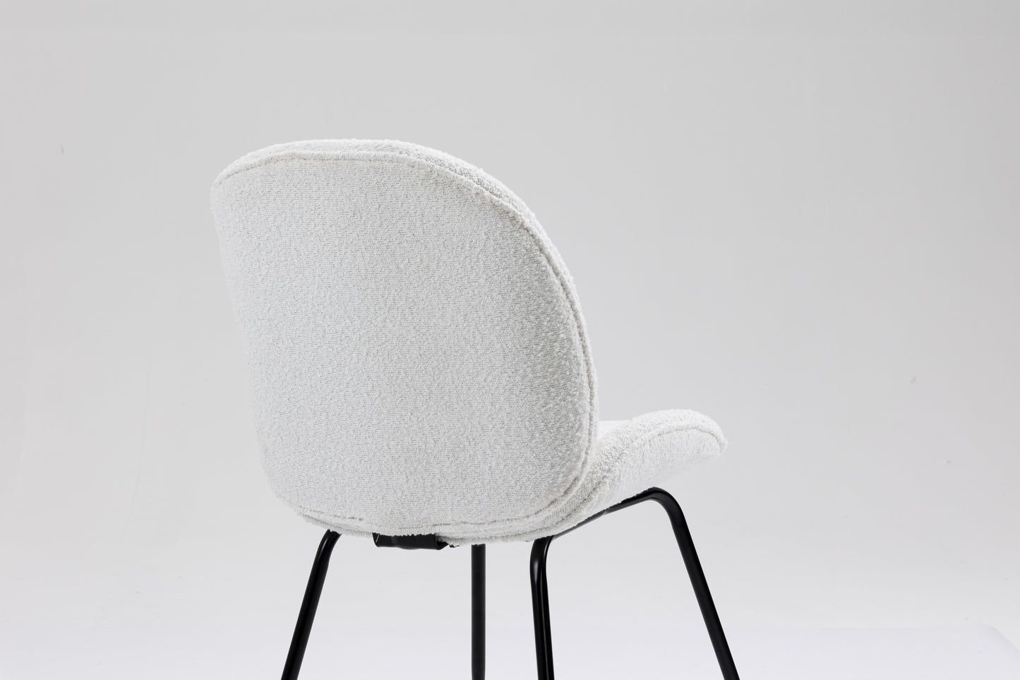 Upholstered Dining Chair with Metal Legs - White Boucle