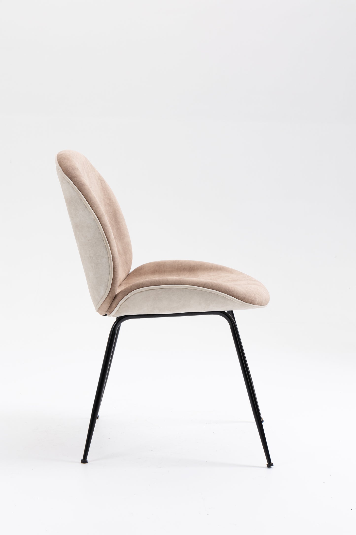 Upholstered Dining Chair with Metal Legs - Two Tone Taupe Velvet