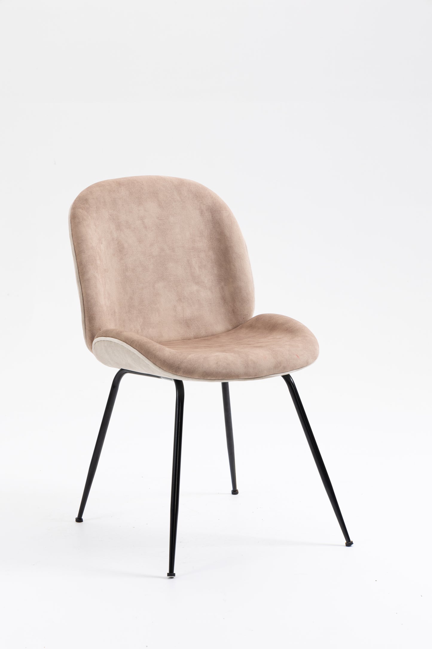 Upholstered Dining Chair with Metal Legs - Two Tone Taupe Velvet