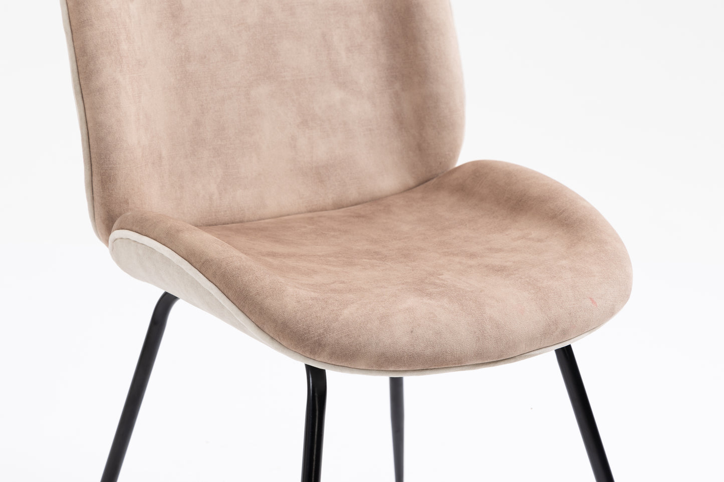 Upholstered Dining Chair with Metal Legs - Two Tone Taupe Velvet