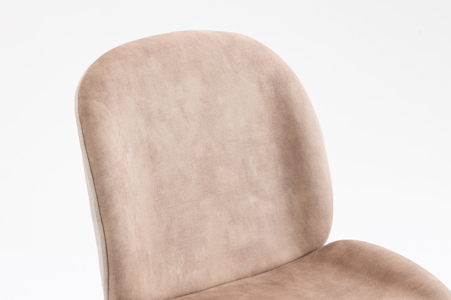 Upholstered Dining Chair with Metal Legs - Two Tone Taupe Velvet