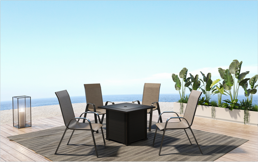 5-Piece Weatherproof Outdoor Patio Dining Set w/ Table Cover