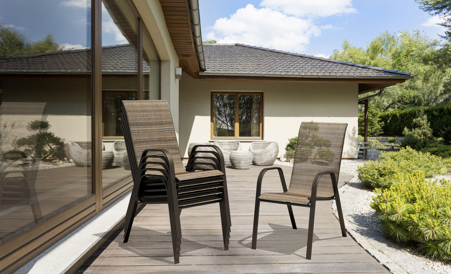 Stacking patio armchairs