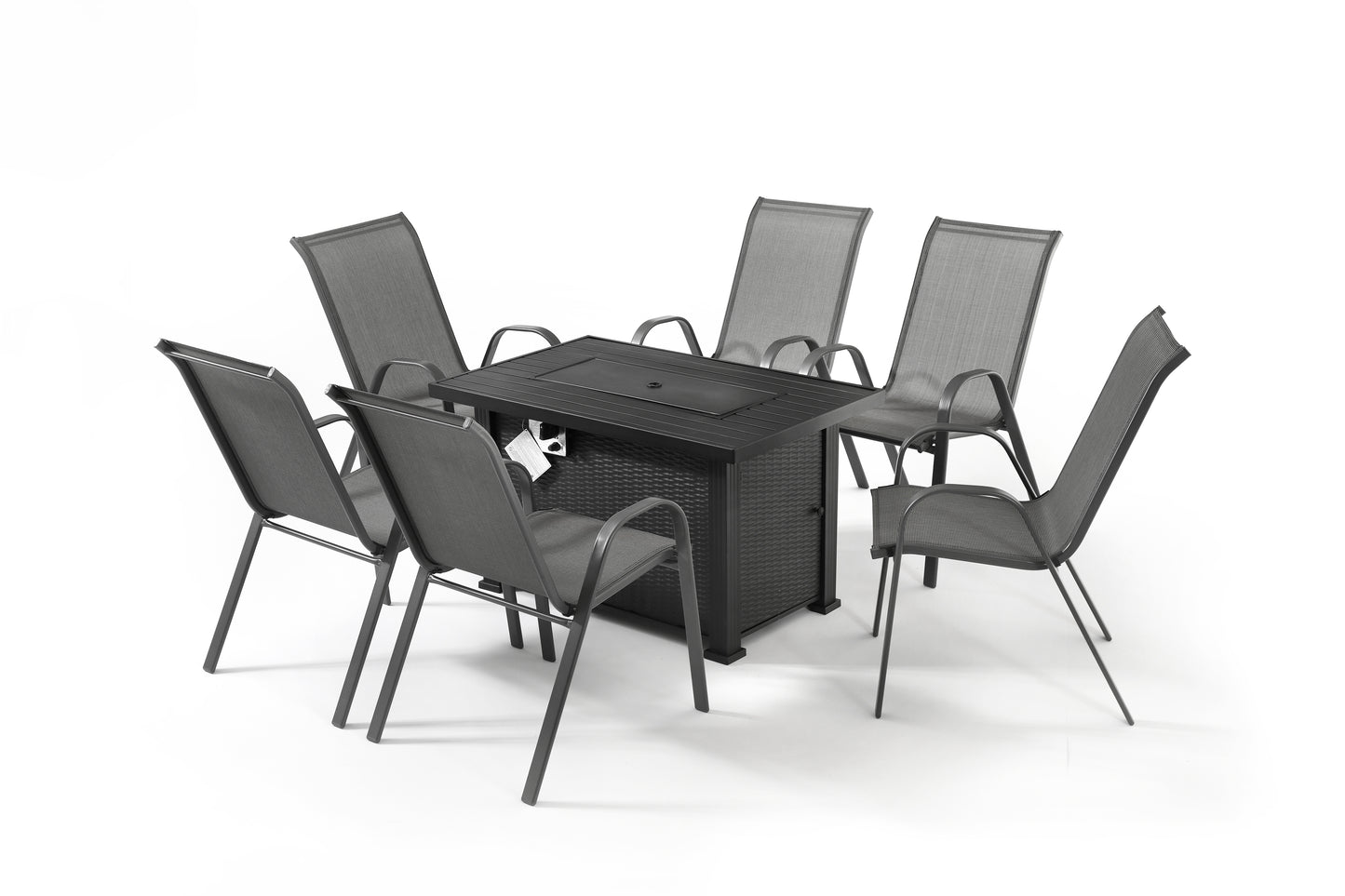 7 Piece Patio Dining Fire Pit Set