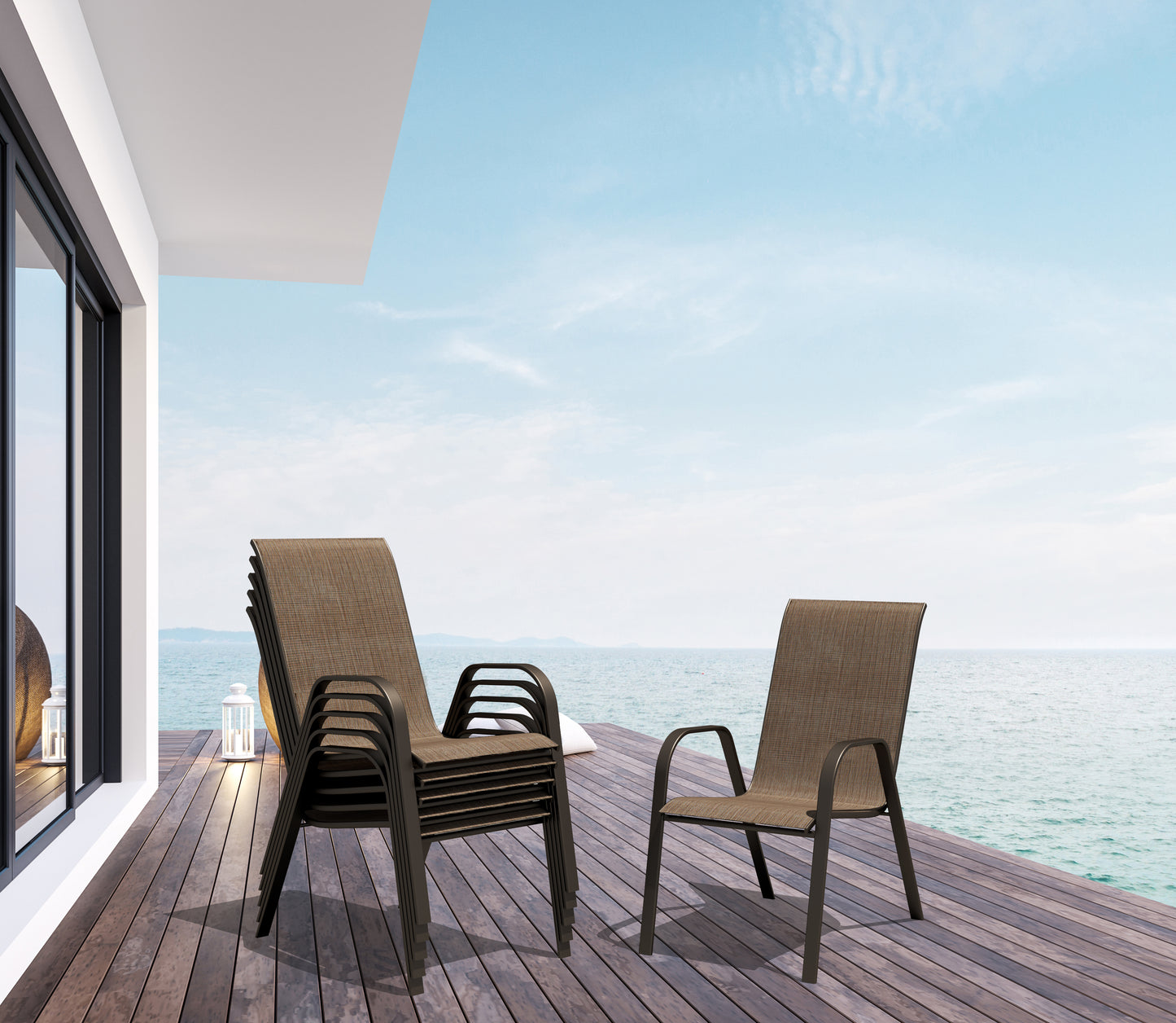 Stacking patio armchairs