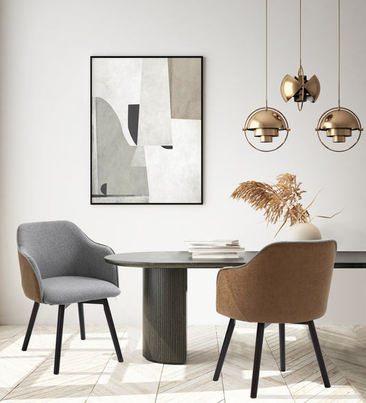 Upholstered dining armchairs - Leather/Fabric combination