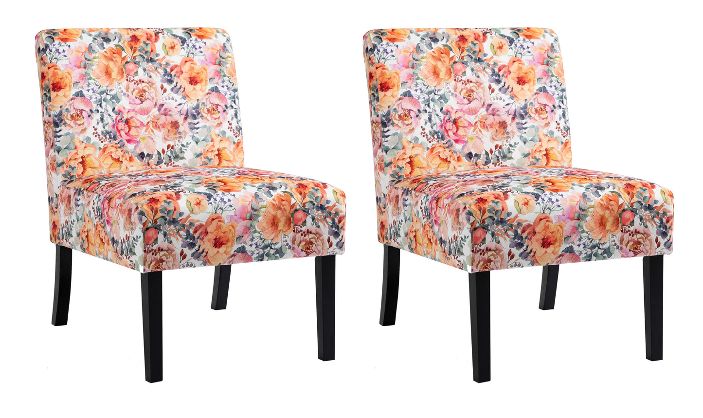 Floral Upholstered accent side chair