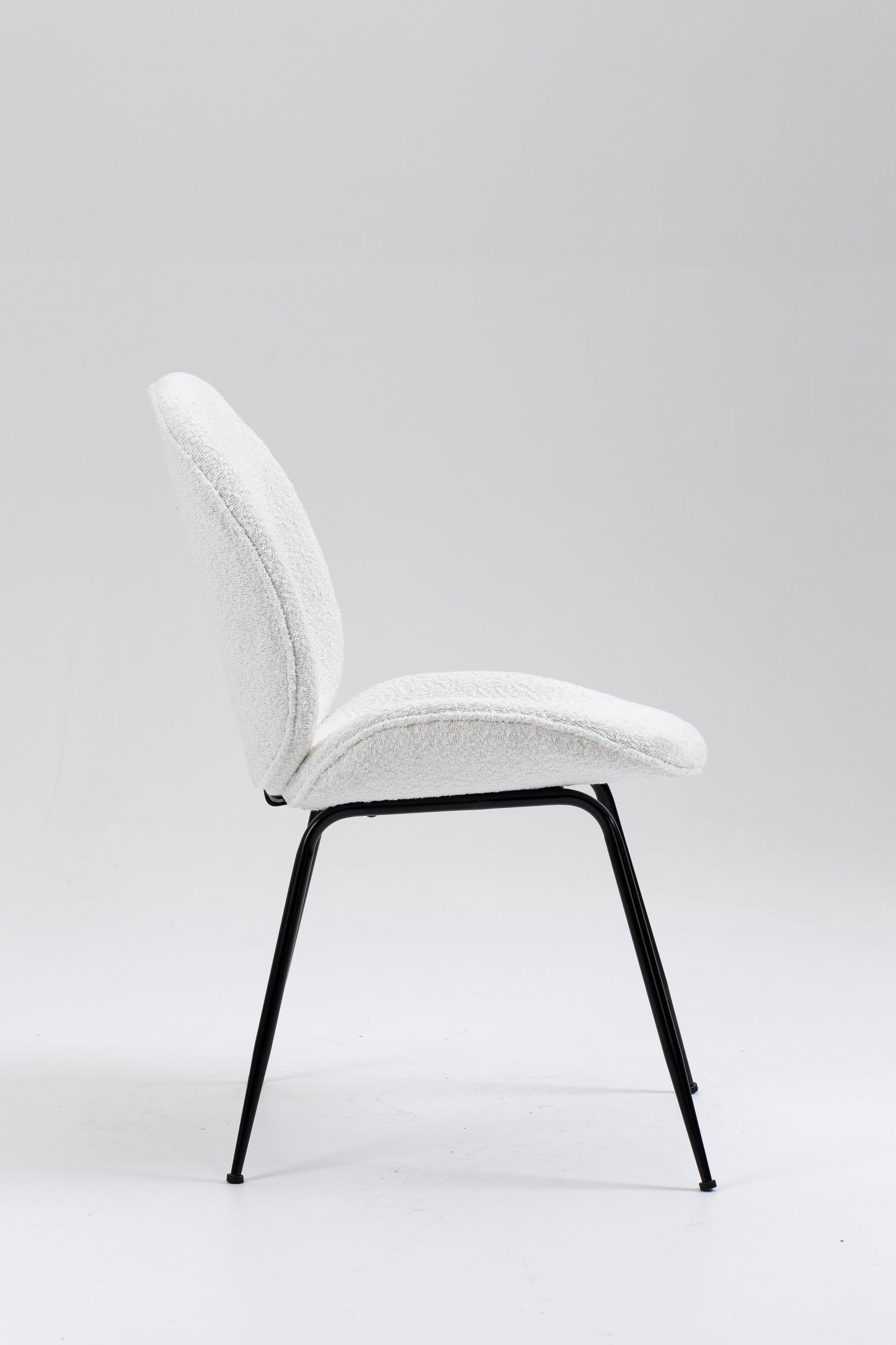 Upholstered Dining Chair with Metal Legs - White Boucle