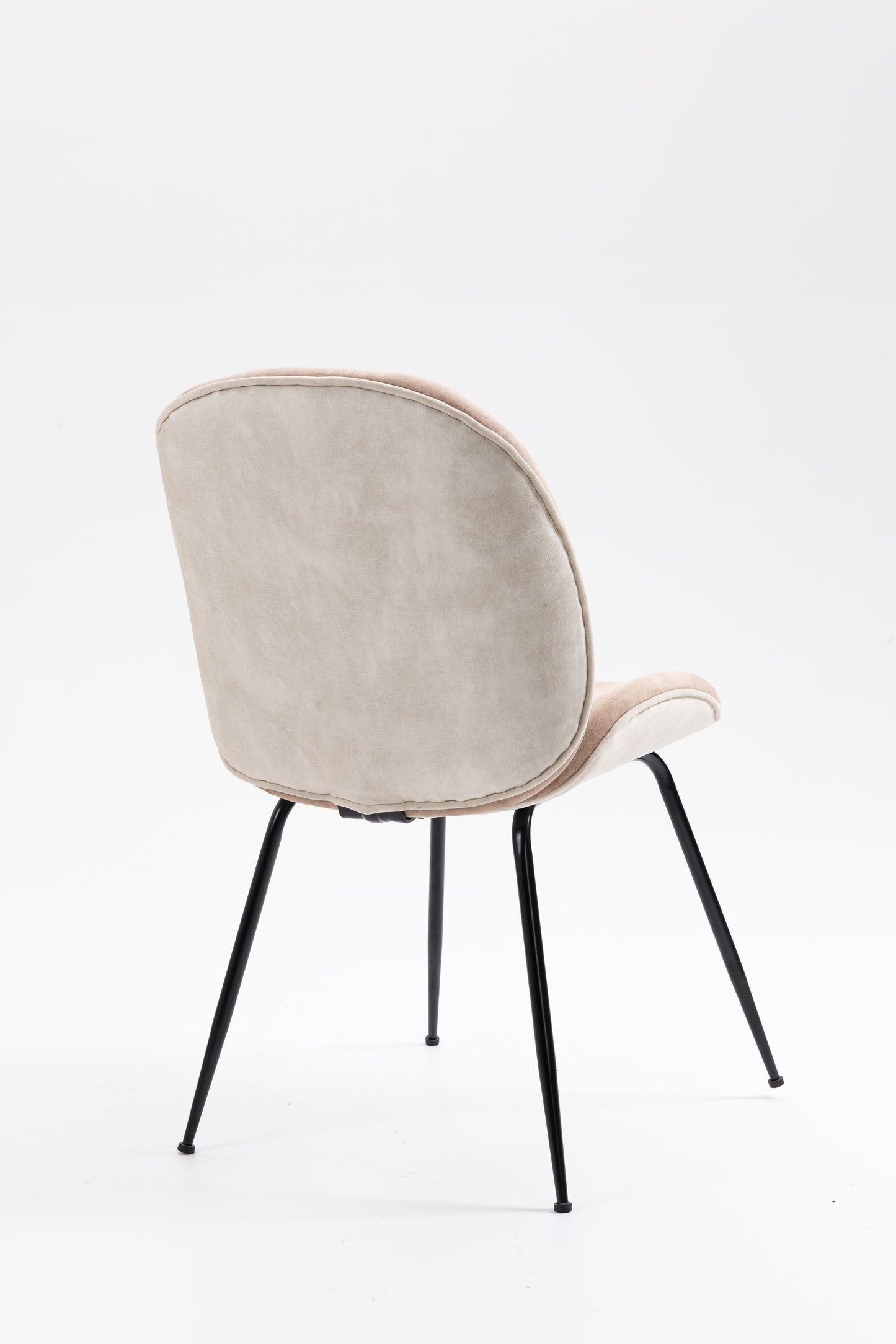 Upholstered Dining Chair with Metal Legs - Two Tone Taupe Velvet