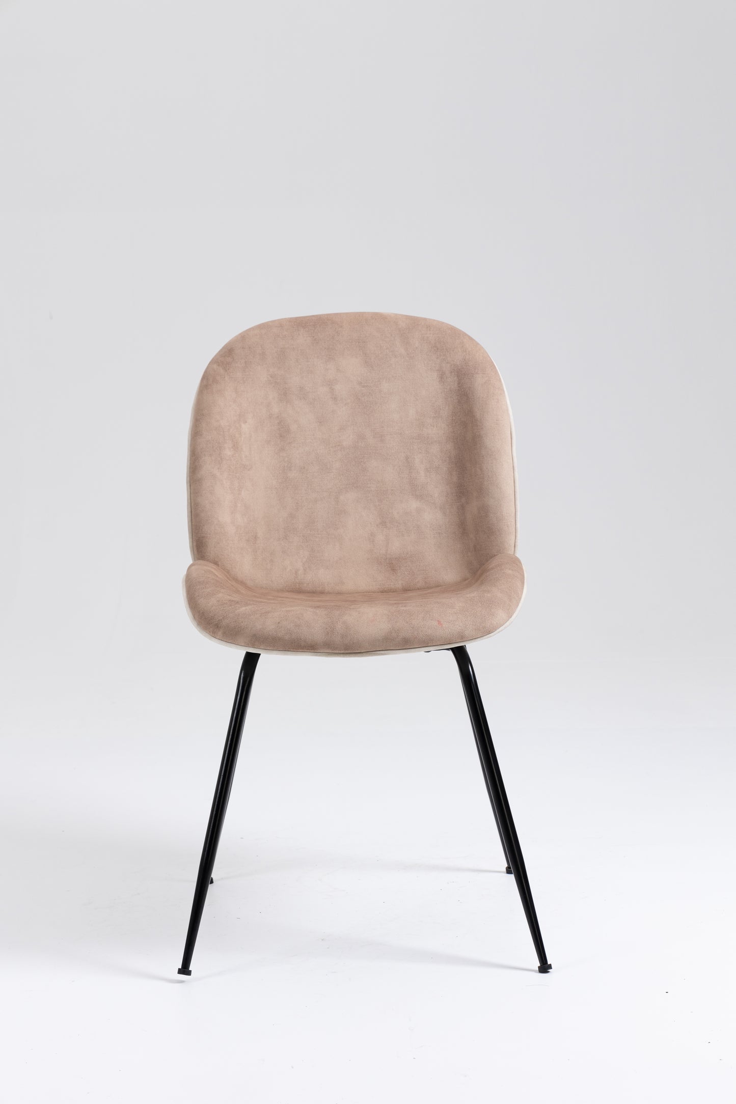 Upholstered Dining Chair with Metal Legs - Two Tone Taupe Velvet