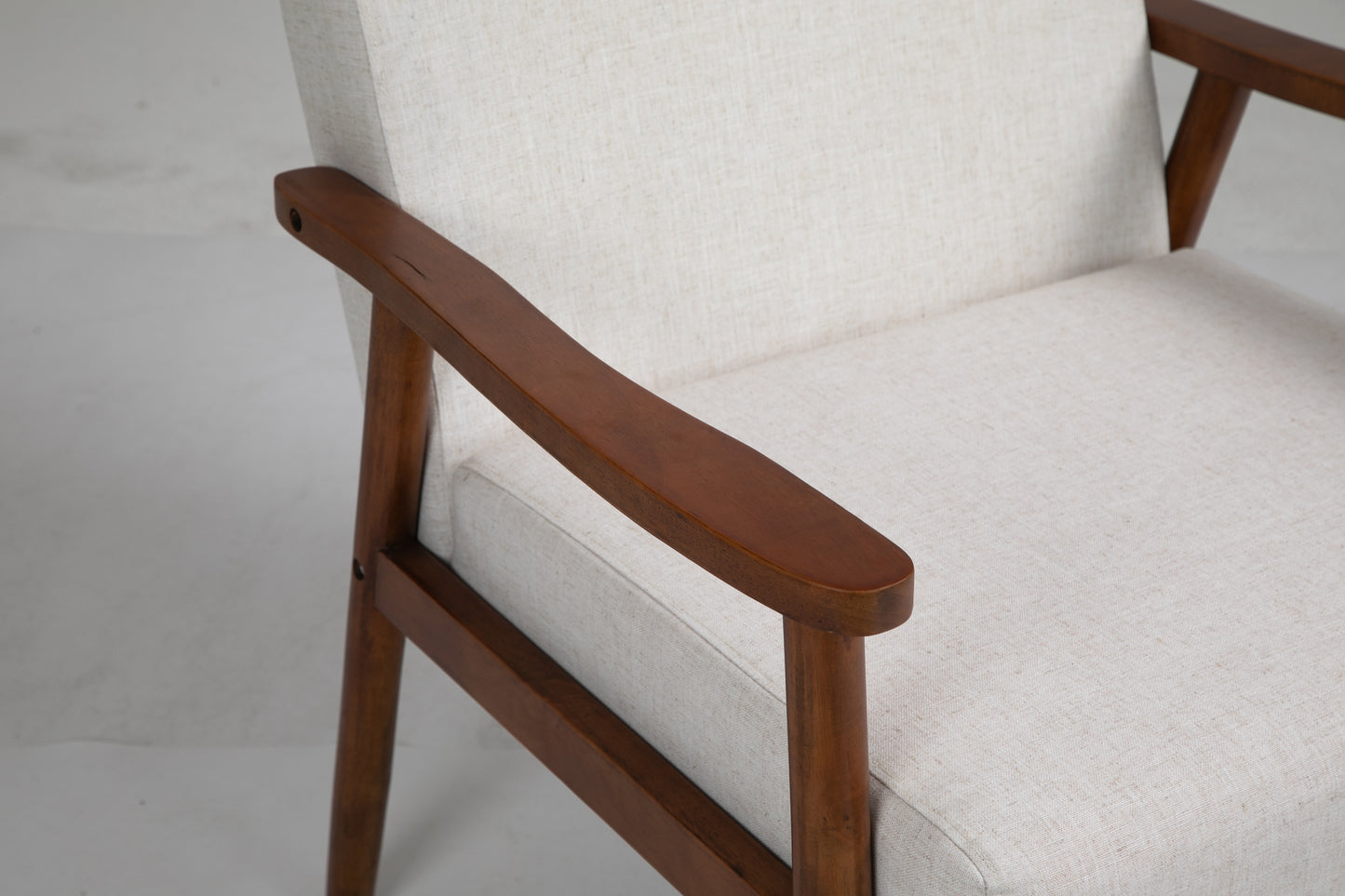 Solid wood upholstered armchair - Beige