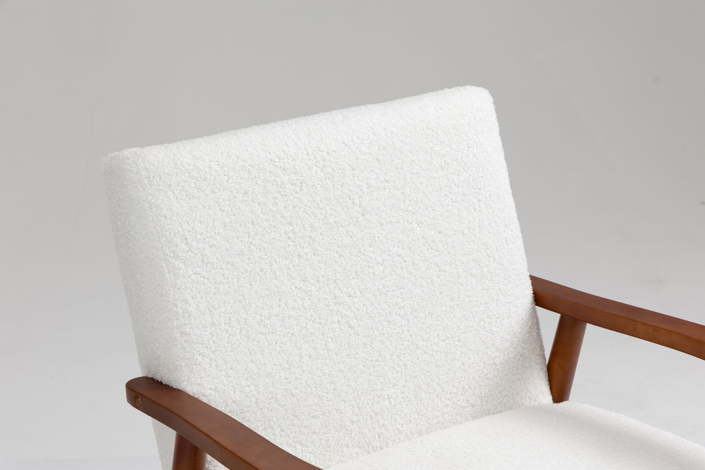 Solid wood upholstered armchair - Teddy bear white