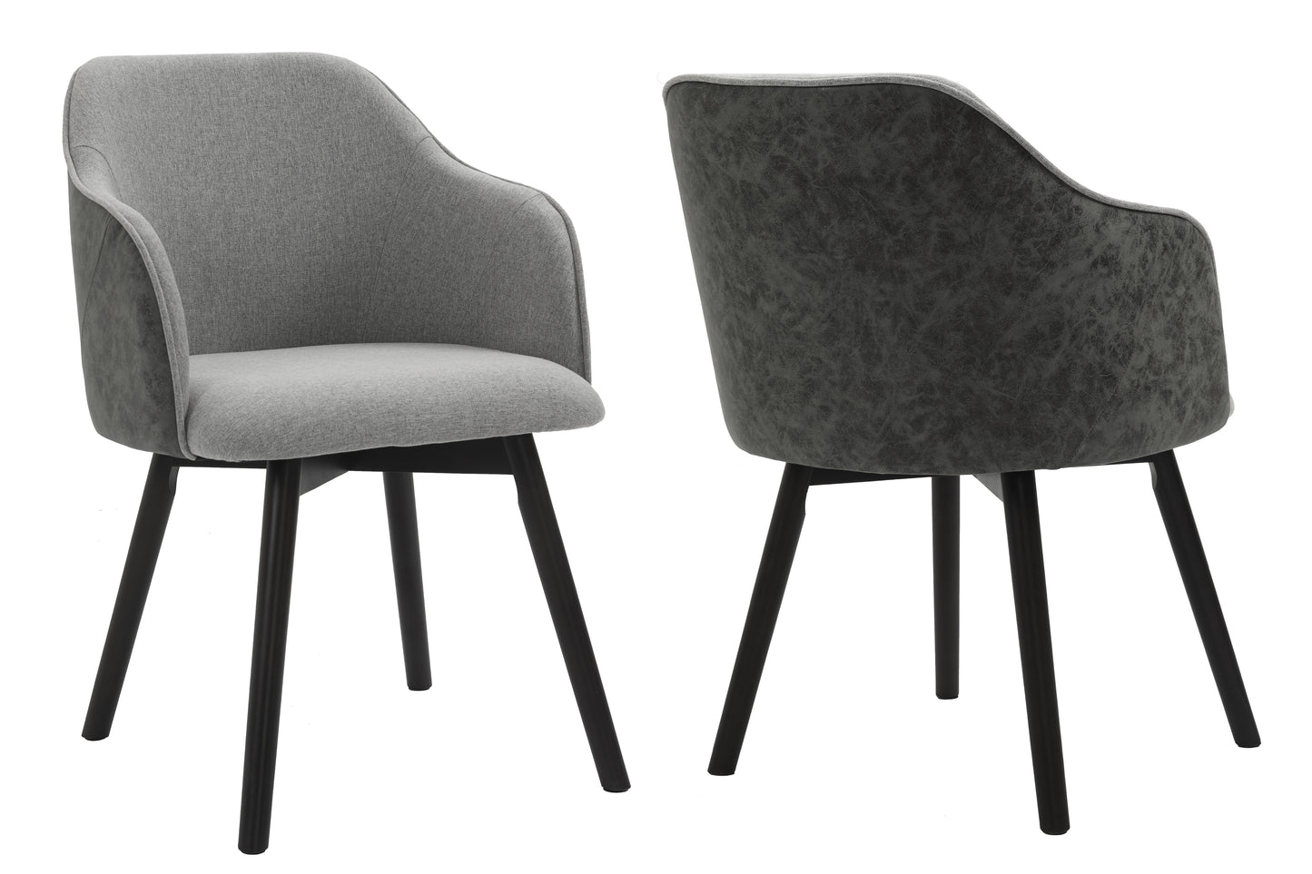 Upholstered dining armchairs - Leather/Fabric combination