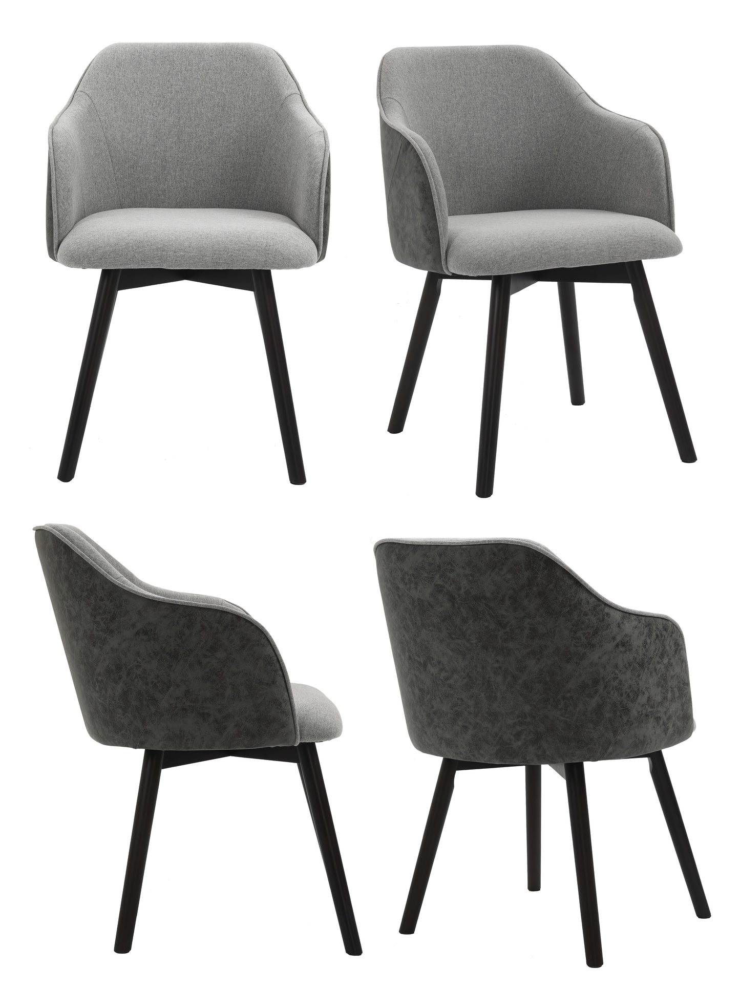 Upholstered dining armchairs - Leather/Fabric combination