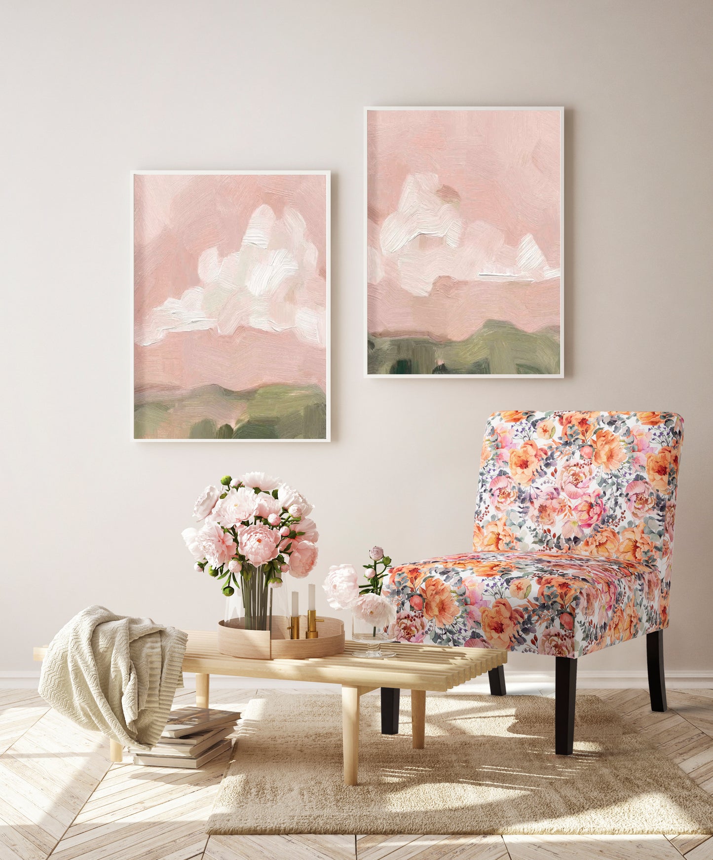 Floral Upholstered accent side chair